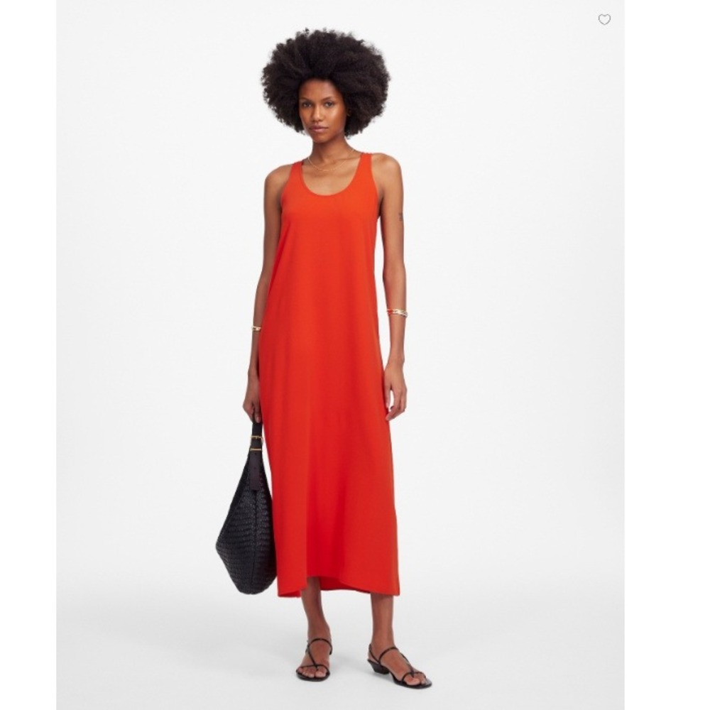 Madewell Dress Small Sleeveless‎ Scoop Neck Midi Bright Orange Relaxed NU577